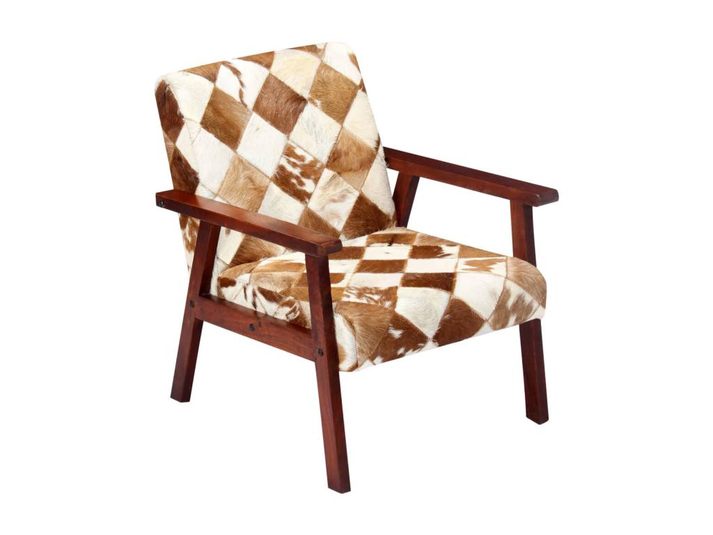 Fauteuil blanc et marron cuir véritable de ch¨¨vre