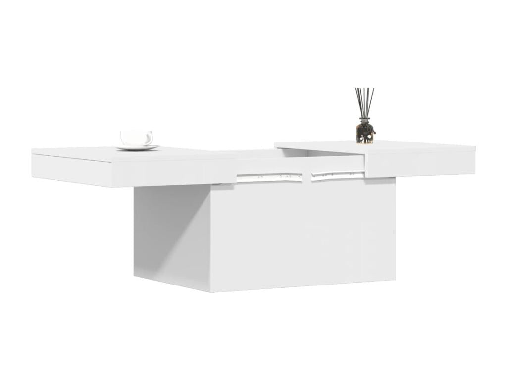 Table basse blanc 80x55x40 cm bois d'ing¨¦nierie