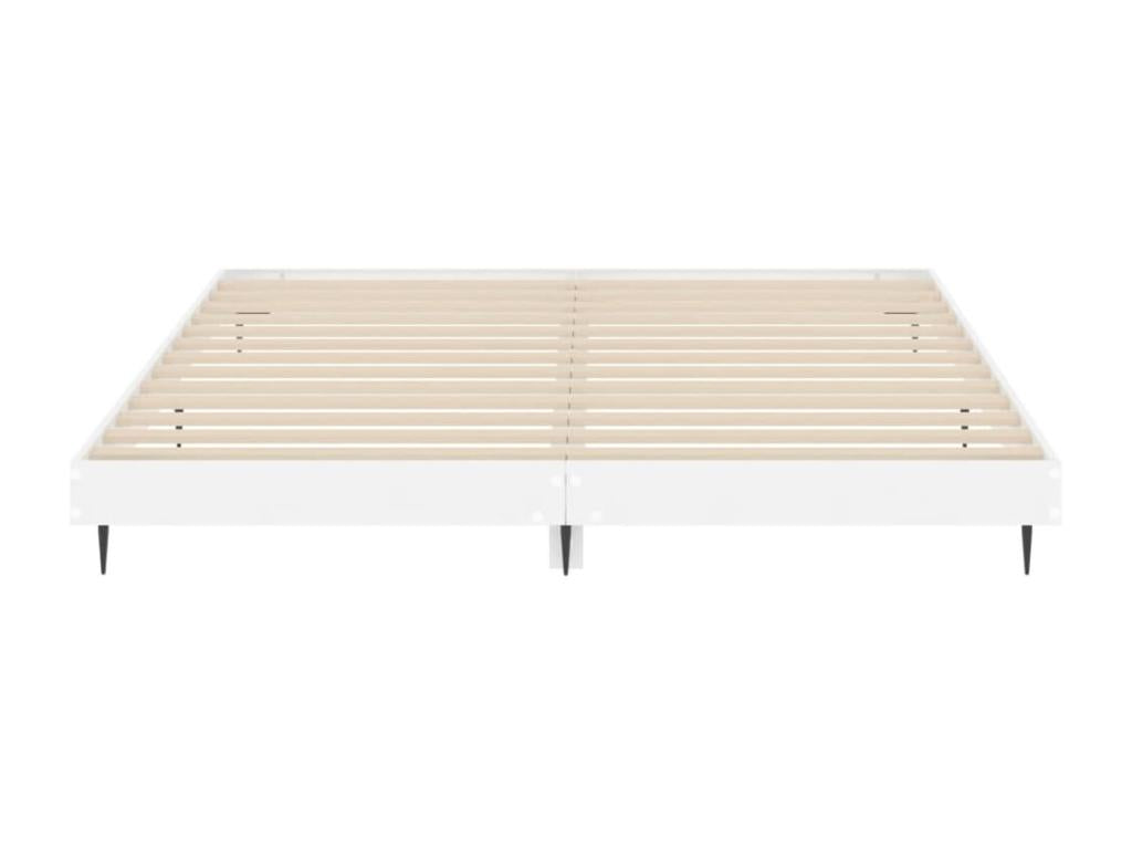 Cadre de lit blanc brillant 200x200 bois d'ing¨¦nierie