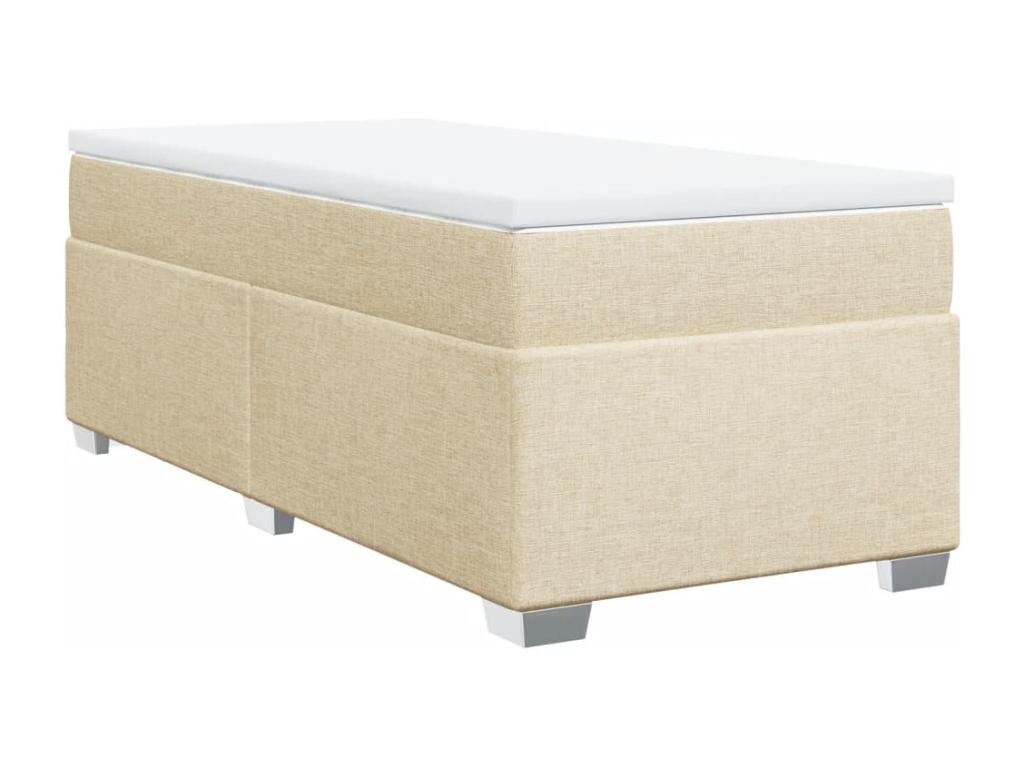 Sommier ¨¤ Vertchez de lit avec matelas Crème 90x200 cm Tissu