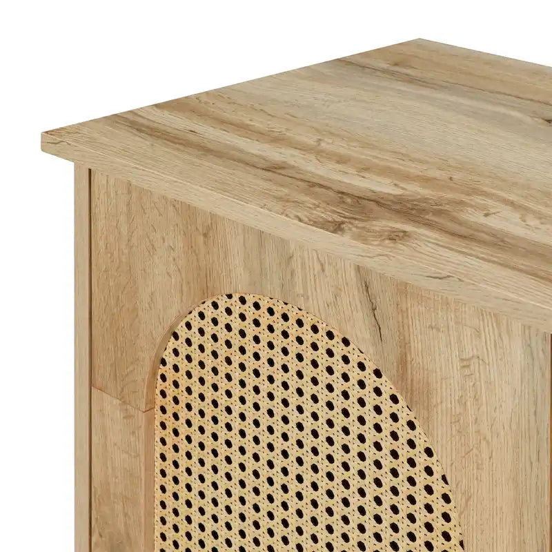 Buffet avec grand espace de rangement et portes en rotin artificiel