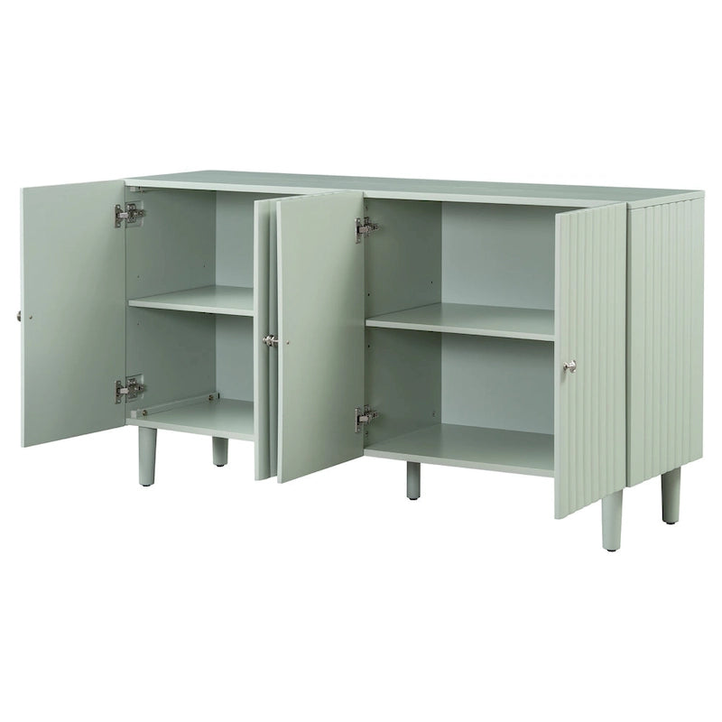 Buffet élégant à quatre portes avec portes à motif ondulé