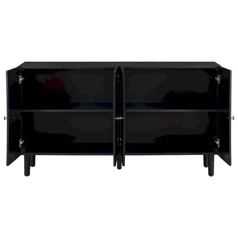 Buffet élégant à quatre portes avec portes à motif ondulé