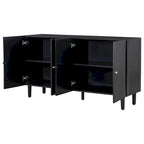 Buffet élégant à quatre portes avec portes à motif ondulé