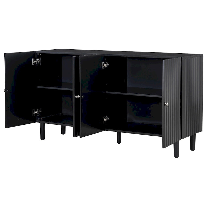 Buffet élégant à quatre portes avec portes à motif ondulé