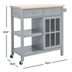 Chariot de cuisine SAFAVIEH Fauve, 1 porte, 2 tiroirs, 2 étagères - 85 cm L x 43 cm l x 89 cm H