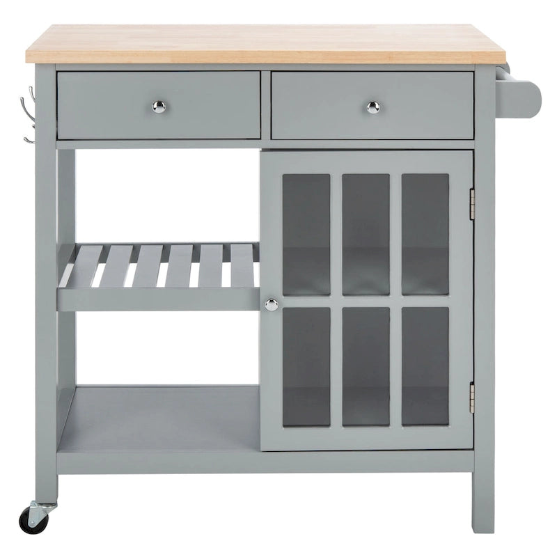 Chariot de cuisine SAFAVIEH Fauve, 1 porte, 2 tiroirs, 2 étagères - 85 cm L x 43 cm l x 89 cm H