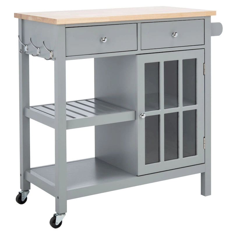 Chariot de cuisine SAFAVIEH Fauve, 1 porte, 2 tiroirs, 2 étagères - 85 cm L x 43 cm l x 89 cm H