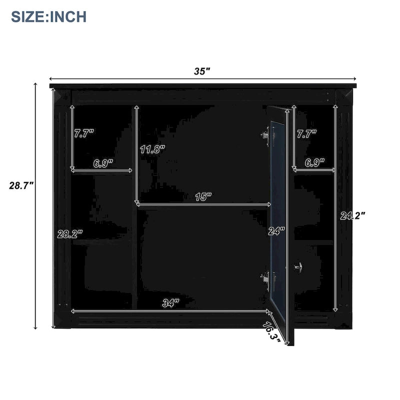 Meuble-lavabo de 91 cm avec vasque à poser, meuble de rangement moderne pour salle de bain avec 2 portes à fermeture douce, 2 tiroirs et vasque simple.