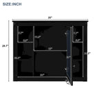 Meuble-lavabo de 91 cm avec vasque à poser, meuble de rangement moderne pour salle de bain avec 2 portes à fermeture douce, 2 tiroirs et vasque simple.
