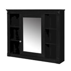 Meuble-lavabo de 91 cm avec vasque à poser, meuble de rangement moderne pour salle de bain avec 2 portes à fermeture douce, 2 tiroirs et vasque simple.