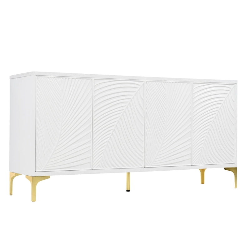 Meuble de rangement multifonctionnel, buffet à quatre portes avec une texture unique, étagères réglables