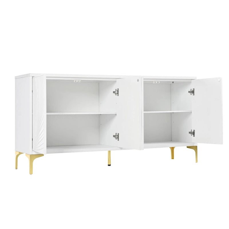 Meuble de rangement multifonctionnel, buffet à quatre portes avec une texture unique, étagères réglables