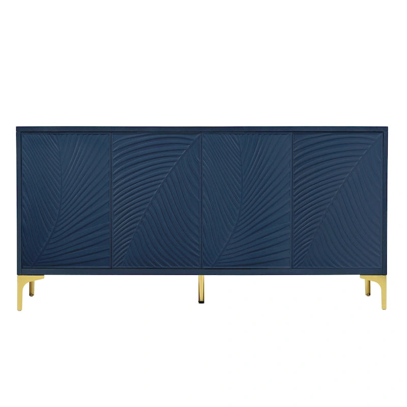 Meuble de rangement multifonctionnel, buffet à quatre portes avec une texture unique, étagères réglables