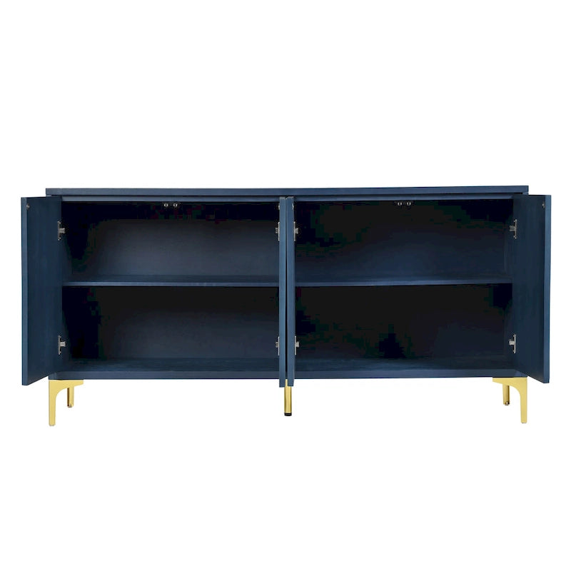 Meuble de rangement multifonctionnel, buffet à quatre portes avec une texture unique, étagères réglables