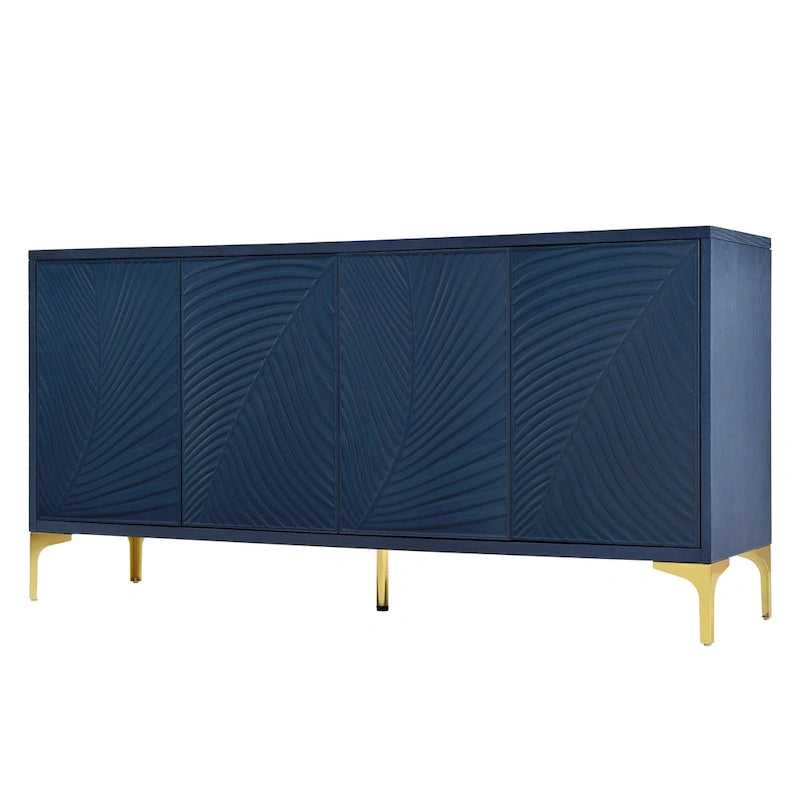Meuble de rangement multifonctionnel, buffet à quatre portes avec une texture unique, étagères réglables