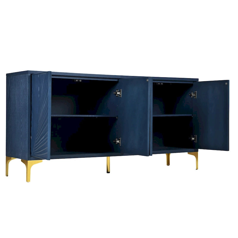 Meuble de rangement multifonctionnel, buffet à quatre portes avec une texture unique, étagères réglables
