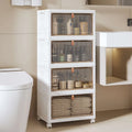 Armoire de rangement de salle de bain Javlergo à 4 niveaux, bacs de rangement avec couvercle, boîtes de rangement empilables et pliables