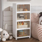 Armoire de rangement de salle de bain Javlergo à 4 niveaux, bacs de rangement avec couvercle, boîtes de rangement empilables et pliables