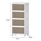 Armoire de rangement de salle de bain Javlergo à 4 niveaux, bacs de rangement avec couvercle, boîtes de rangement empilables et pliables