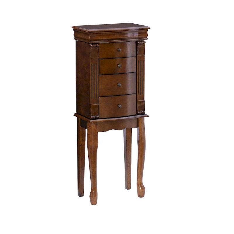 Armoire à bijoux sculptée avec tiroirs - 32,25 - Brun noyer