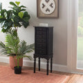 5-Drawer Wooden Jewelry Armoire with Flip Top - 37 - Black