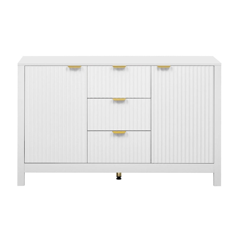 Buffet/meuble de rangement de 47,2 cm de large avec motif ondulé - 3 étagères réglables et 3 tiroirs - Non disponible