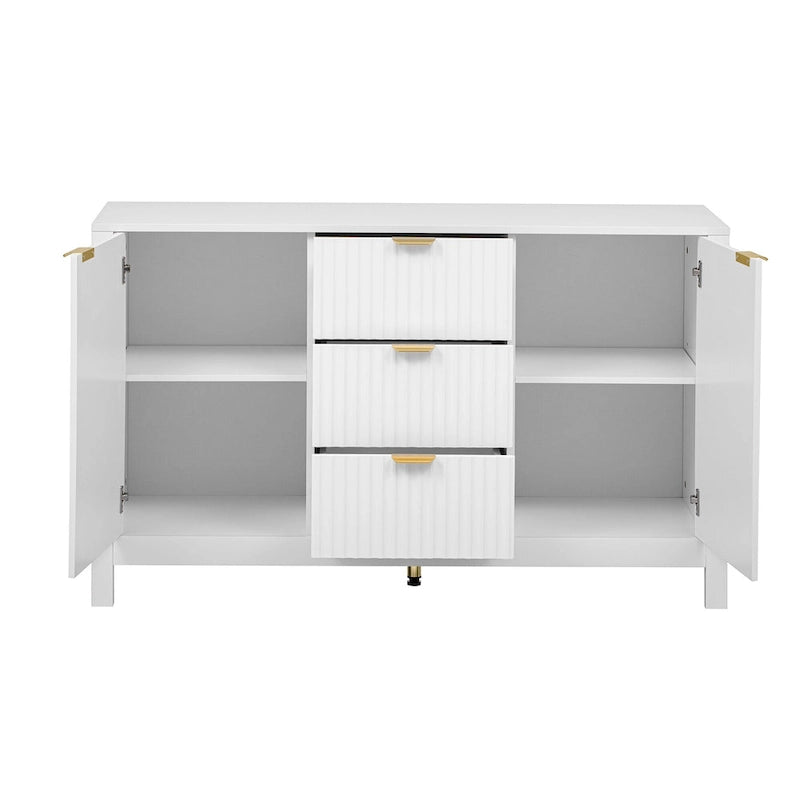 Buffet/meuble de rangement de 47,2 cm de large avec motif ondulé - 3 étagères réglables et 3 tiroirs - Non disponible