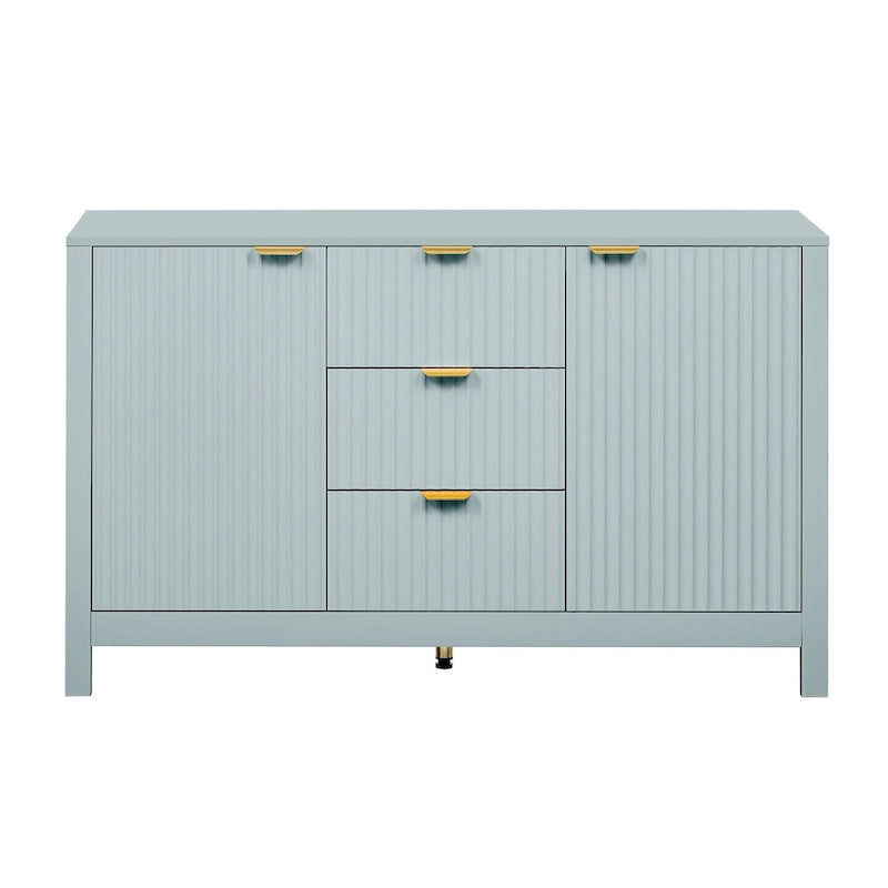 Buffet/meuble de rangement de 47,2 cm de large avec motif ondulé - 3 étagères réglables et 3 tiroirs - Non disponible