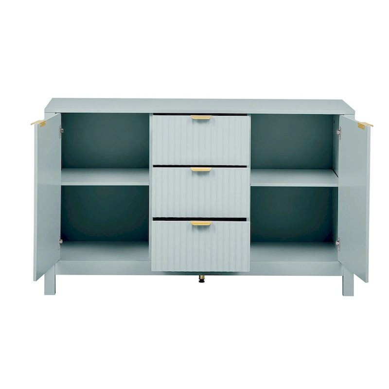 Buffet/meuble de rangement de 47,2 cm de large avec motif ondulé - 3 étagères réglables et 3 tiroirs - Non disponible