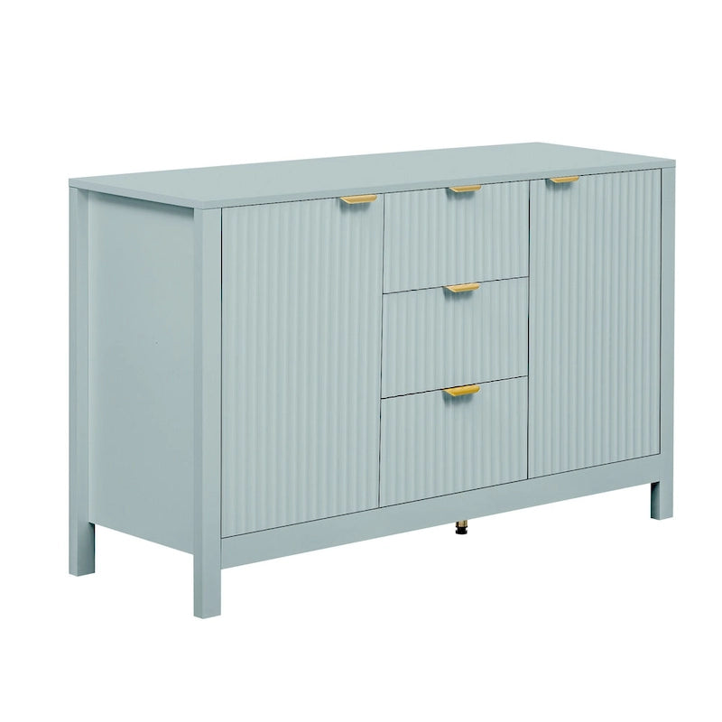 Buffet/meuble de rangement de 47,2 cm de large avec motif ondulé - 3 étagères réglables et 3 tiroirs - Non disponible