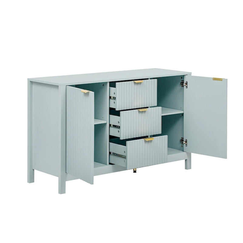 Buffet/meuble de rangement de 47,2 cm de large avec motif ondulé - 3 étagères réglables et 3 tiroirs - Non disponible