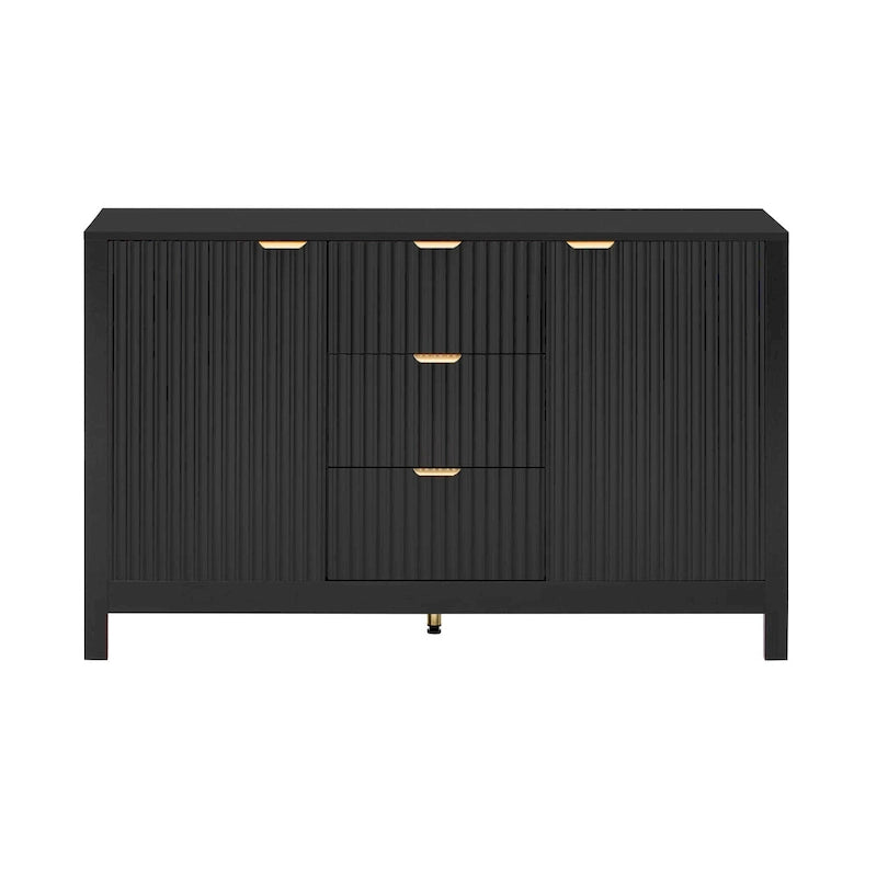 Buffet/meuble de rangement de 47,2 cm de large avec motif ondulé - 3 étagères réglables et 3 tiroirs - Non disponible