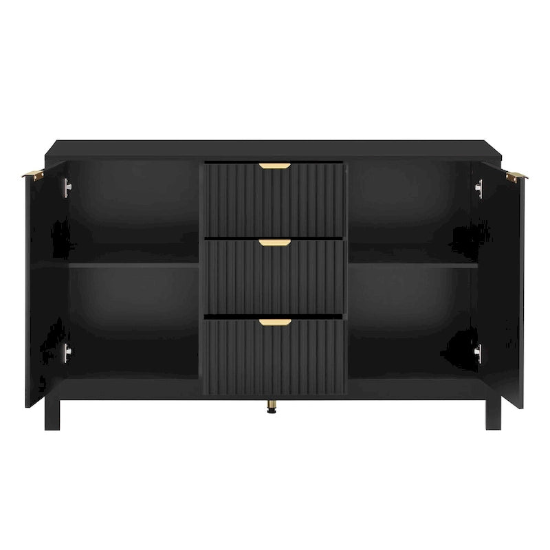 Buffet/meuble de rangement de 47,2 cm de large avec motif ondulé - 3 étagères réglables et 3 tiroirs - Non disponible