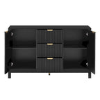 Buffet/meuble de rangement de 47,2 cm de large avec motif ondulé - 3 étagères réglables et 3 tiroirs - Non disponible