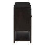 Élégante console/meuble de rangement/buffet rétro avec portes miroir, étagères spacieuses et pieds robustes en bois d'acacia.