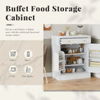 Meuble de cuisine moderne indépendant, rangement pour aliments de type buffet, meuble bar à café avec tiroir, 2 étagères réglables et 2 étagères à porte.