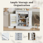 Meuble de cuisine moderne indépendant, rangement pour aliments de type buffet, meuble bar à café avec tiroir, 2 étagères réglables et 2 étagères à porte.