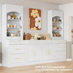 Meuble de cuisine moderne indépendant, rangement pour aliments de type buffet, meuble bar à café avec tiroir, 2 étagères réglables et 2 étagères à porte.