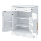 Meuble de cuisine moderne indépendant, rangement pour aliments de type buffet, meuble bar à café avec tiroir, 2 étagères réglables et 2 étagères à porte.