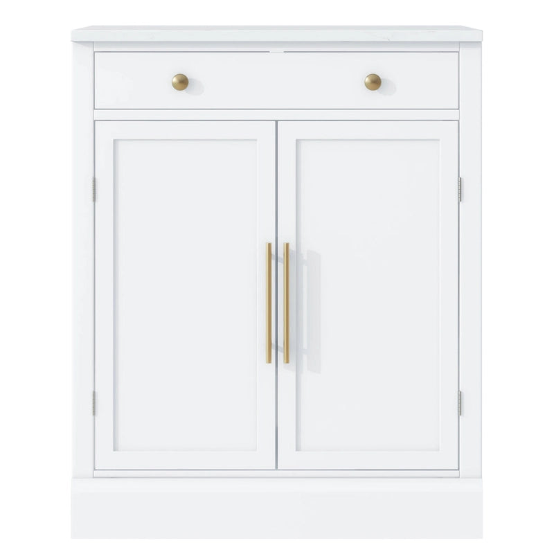Meuble de cuisine moderne indépendant, rangement pour aliments de type buffet, meuble bar à café avec tiroir, 2 étagères réglables et 2 étagères à porte.