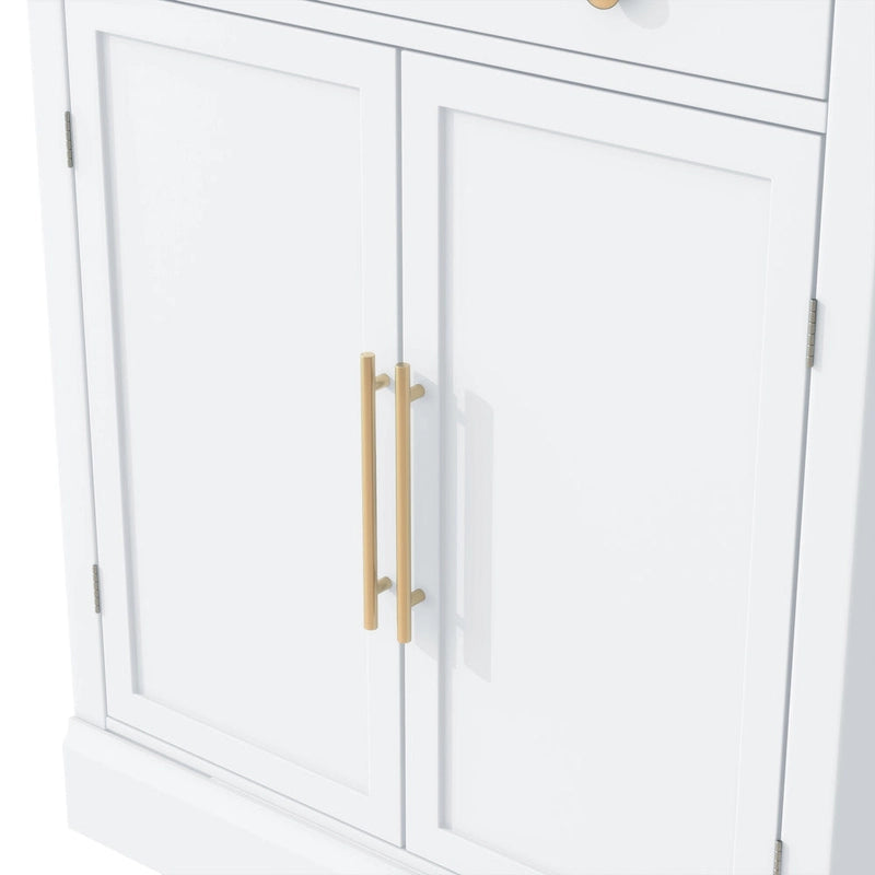 Meuble de cuisine moderne indépendant, rangement pour aliments de type buffet, meuble bar à café avec tiroir, 2 étagères réglables et 2 étagères à porte.