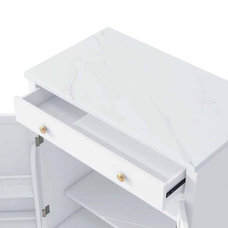 Meuble de cuisine moderne indépendant, rangement pour aliments de type buffet, meuble bar à café avec tiroir, 2 étagères réglables et 2 étagères à porte.