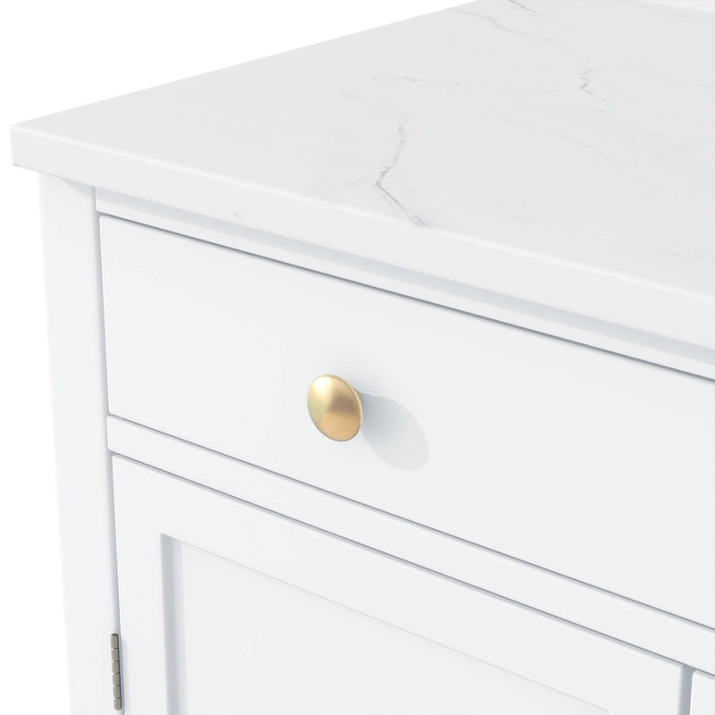 Meuble de cuisine moderne indépendant, rangement pour aliments de type buffet, meuble bar à café avec tiroir, 2 étagères réglables et 2 étagères à porte.