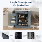 Meuble de cuisine moderne indépendant, rangement pour aliments de type buffet, meuble bar à café avec tiroir, 2 étagères réglables et 2 étagères à porte.
