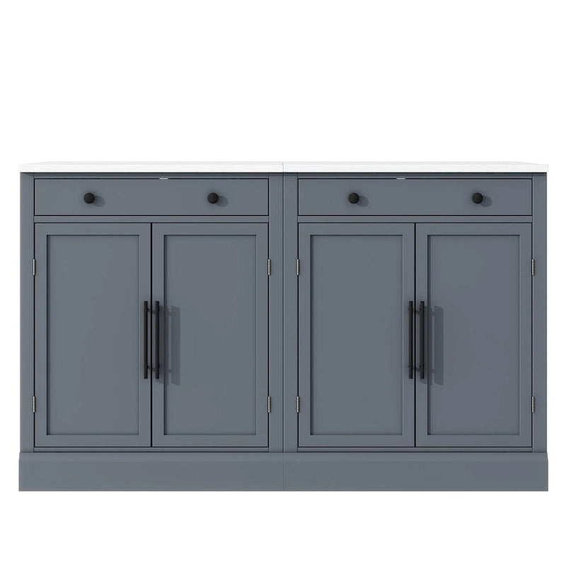 Meuble de cuisine moderne indépendant, rangement pour aliments de type buffet, meuble bar à café avec tiroir, 2 étagères réglables et 2 étagères à porte.