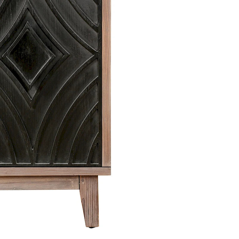 Buffet/meuble de rangement de cuisine style Mid-Century avec pieds en bois massif, 60 cm, 4 portes et 2 étagères