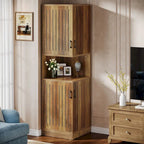 Meuble d'angle de 180 cm de haut avec portes et 5 étagères de rangement - 50 cm L x 50 cm P x 180 cm H