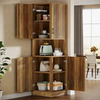 Meuble d'angle de 180 cm de haut avec portes et 5 étagères de rangement - 50 cm L x 50 cm P x 180 cm H