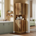 Meuble d'angle de 180 cm de haut avec portes et 5 étagères de rangement - 50 cm L x 50 cm P x 180 cm H